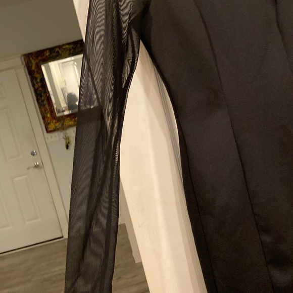 Long-sleeve, Black Mini Dress, with Sheer Sleeves from Level 8, size M - Picture 3 of 8